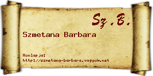 Szmetana Barbara névjegykártya